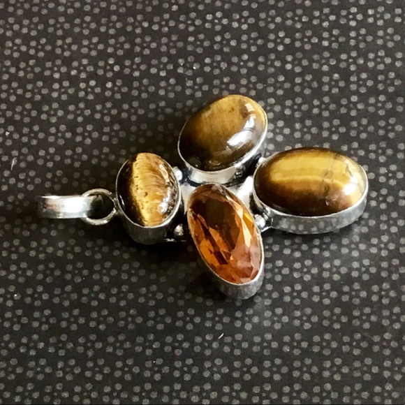 Tigers Eye Citrine Gemstone Pendant Necklace - Picture 4 of 8